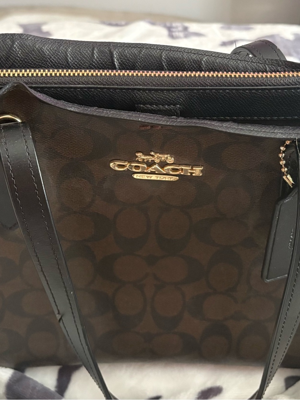 Medium Brown and Black Authentic Coach Purse - Picture 10 of 10